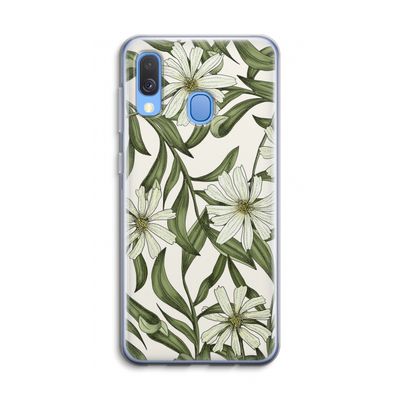 Wit bloemenpatroon: Samsung Galaxy A40 Transparant Hoesje
