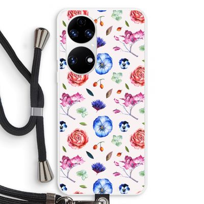 Bloemetjes: Huawei P50 Transparant Hoesje met koord
