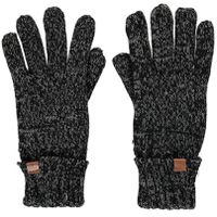 Donkergrijs gemeleerde gebreide handschoenen met fleece voering voor kinderen One size  -