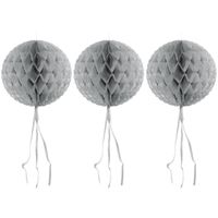 3x stuks decoratie honeycomb bol zilver 30 cm van papier