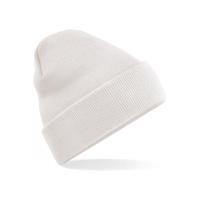 Dames/heren beanie wintermuts - 100% soft Acryl - beige - Super soft - Brede omslag band