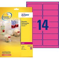 Etiket avery l7363p-25 99.1x38.1mm roze 340st