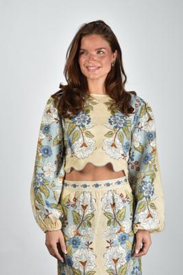 Farm Rio blouse 350502 garden scarf blue