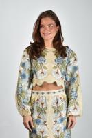 Farm Rio blouse 350502 garden scarf blue