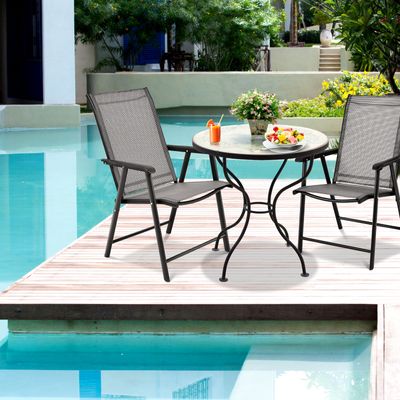 2-Pack Klapstoelen Tuinstoel Klapstoel Terrasstoel voor Kampeertrips Campingstoel Opvouwbaar Grijs