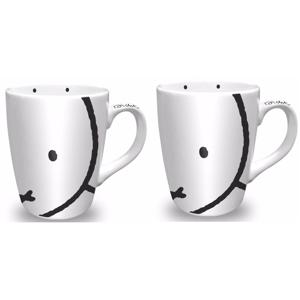 Mok/beker - 2x - Nijntje snoet - wit/zwart - 10 cm - 230 ml - porselein