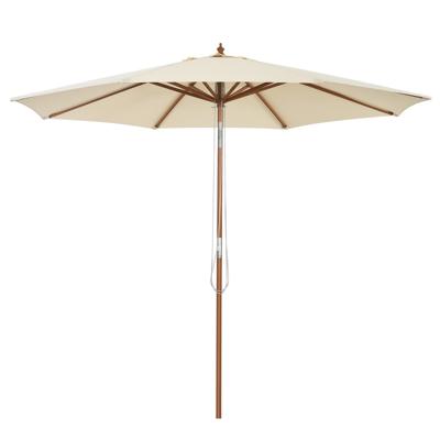 300 cm Buiten Patio Parasol Houten Frame Markt Parasol met 8 Baleinen Ventilatie en Kantel Aanpassing Waterdicht Patio Parasol