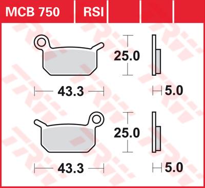 TRW Remblokken, en remschoenen voor de moto, MCB750RSI Sinter competitie offroad