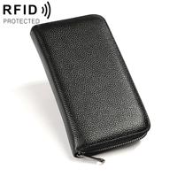 KB196 top-nerf leder grote capaciteit multifunctionele multi-functie 36-bit anti-magnetische RFID orgel kaart pakket portemonnee (zwart)