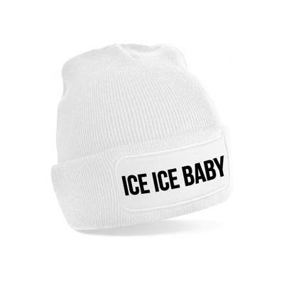 Ice ice baby - wintermuts - unisex - one size - wit - mutsen met coole tekst