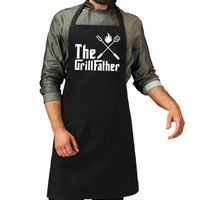 Vaderdag cadeau schort - The Grillfather - barbecue/bbq - zwart - voor heren - thumbnail