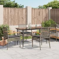5-delige Tuinset met kussens poly rattan grijs
