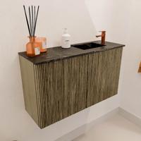 Toiletmeubel Mondiaz Joya Dlux | 70 cm | Meubelkleur Dusk | Faye wastafel Lava Wasbak Rechts | 1 kraangat