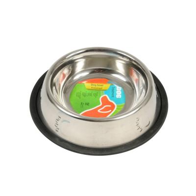 Honden voederbak/drinkbak - 500 ml - RVS met relief - 21 cm - voerbak