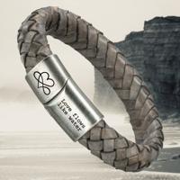 Grijze liefdes armband - Eigen tekst gravure