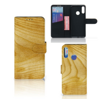 Motorola Moto E6 Plus Book Style Case Licht Hout - thumbnail