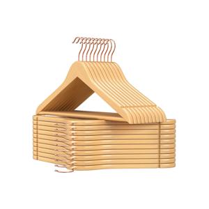 Houten kleerhanger antislip, Natuurlijke kleuren + roségouden kleuren / 20