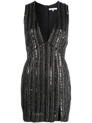 Patrizia Pepe robe courte ornée de sequins à col v - Noir