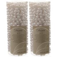 Decoris Kralenslinger - 2x - wit - 10 meter - kunststof - glans - kerstslinger - kerstversiering