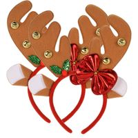 Christmas Decoration kerst haarband - 2x - rendier gewei strik- bruin - Verkleedattributen - thumbnail
