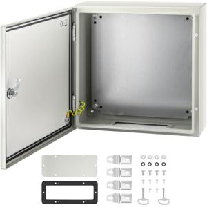 VEVOR schakelkast NEMA industriële behuizing 40x40x15cm NEMA 4X stalen verdeelkast IP66 waterdicht en stofdicht elektrische aansluitdoos voor buiten/binnen met montageplaat