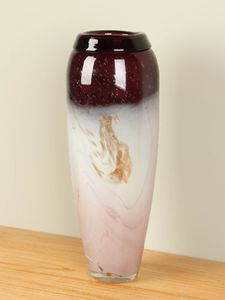 Glazen vaas mauve/wit, 46 cm