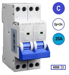 SEP INS18-2N-C20 inst. 2p+2n C20 6kA (36mm) kookgroep