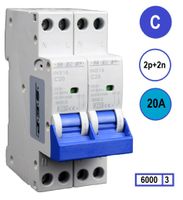 SEP INS18-2N-C20 inst. 2p+2n C20 6kA (36mm) kookgroep