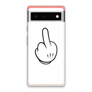 Middle finger white: Google Pixel 6 Transparant Hoesje