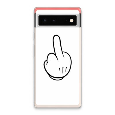 Middle finger white: Google Pixel 6 Transparant Hoesje