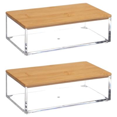 Opbergbox - 2x - 16 x 5 cm - kunststof - voor nagellak/sieraden/make-up - box - organizer - houder