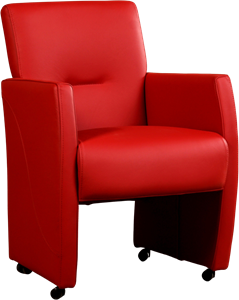 Rode leren moderne eetkamerfauteuil Pleasure - Toledo Leer Ducati (rood leer)