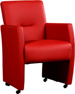 Rode leren moderne eetkamerfauteuil Pleasure - Toledo Leer Ducati (rood leer)