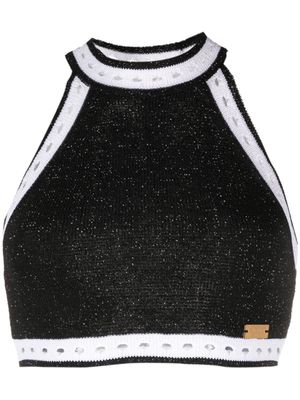Balmain haut crop à découpes - Noir