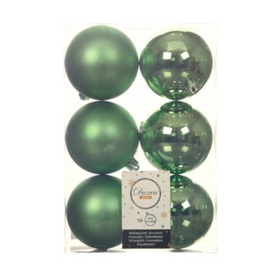 Decoris Kerstballen - 12x st - groen - D8 cm - kunststof - kerstversiering