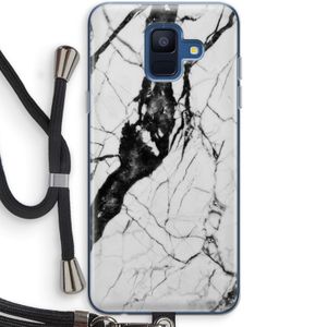 Witte marmer 2: Samsung Galaxy A6 (2018) Transparant Hoesje met koord