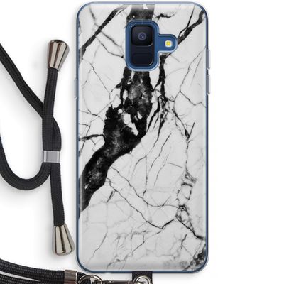 Witte marmer 2: Samsung Galaxy A6 (2018) Transparant Hoesje met koord
