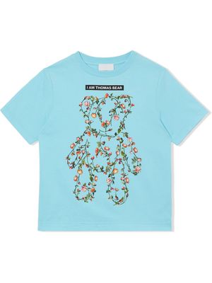 Burberry Kids t-shirt à fleurs - Bleu