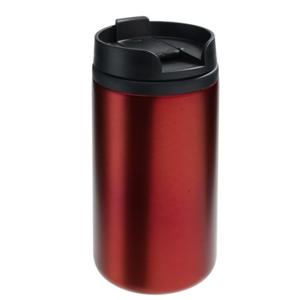 Thermosbeker/warmhoudbeker Koffie To Go - metallic rood - 290 ml - dubbelwandig - met schroefdop