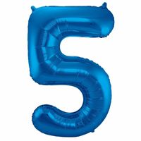 Cijfer 5 ballon blauw 86 cm - thumbnail