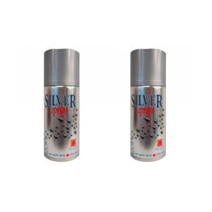 Decoratie spray - 2x - zilver - glitter -150 ml - spuitbus - decospray