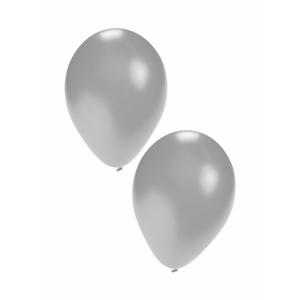 Bellatio Decorations Party ballonnen - zilver - 50x stuks - dia 27 cm - feestartikelen/versieringen