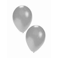 Bellatio Decorations Party ballonnen - zilver - 50x stuks - dia 27 cm - feestartikelen/versieringen