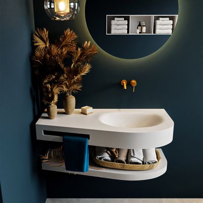 MONDIAZ RIVA 100cm Wastafel met planchet kleur Talc. Wastafel DULCET rechts 0 kraangaten kleur Talc. MONDIAZ RIVA 100cm Wastafel met planchet kleur Talc. Wastafel DULCET rechts 0 kraangaten kleur Talc.