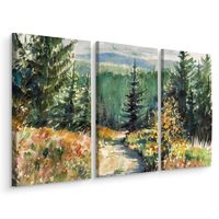 Schilderij - Prachtig landschap, 3 luik, print op canvas, premium print - thumbnail