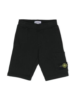 Stone Island Junior pantalon cargo à patch Compass - Noir