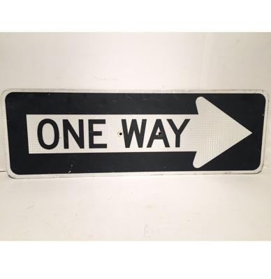 One Way Straat Bord Rechts - USA Origineel Vintage 92 x 30,5 cm