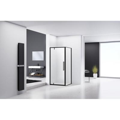 Van Rijn Products ST04 Hoekcabine - 100x100x200cm - helder glas - dikte 6mm - zwart ST04150100KP