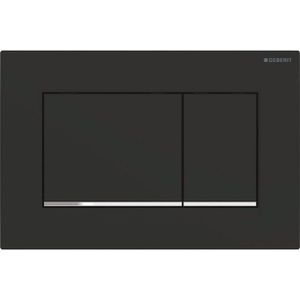 Geberit Sigma30 bedieningplaat, 2-toets spoeling frontbediening voor toilet 24.6x16.4cm zwart mat 115.883.14.1