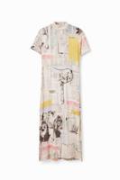 Slim fit midi-jurk met krantenknipsels - BLACK - L